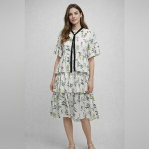 Floral CI CI  Tiered Dress